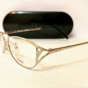 NEW-Fendi F712R Eyeglasses Women's Silver Gem-Stud
